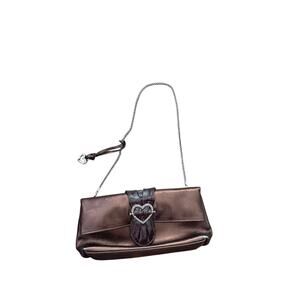 Brighton Shoulder Bag Purse Leather Heart Croc Evening Brown
